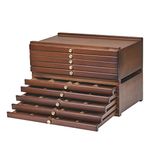 MEEDEN 10-Drawer Art Supply Storage Box - Large Capacity Multi-Function Beech-Wood Pencil Box with Drawer & Compartments for Organizing Pastels, Pencils, Pens, Markers, Brushes & Stamp, Walnut