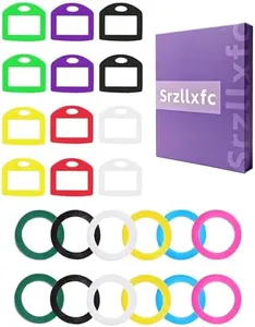 24-Pack Multi-Colored Silicone Key Caps - Writable Square Covers for Key Identification & Organization - Round Key Tags Identifiers - Flexible Key Covers for Daily Use