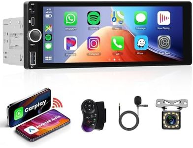 Single Din Car Stereo Wireless Apple Carplay Android Auto 6.86 inch Touch Screen Car Radio Bluetooth FM/RDS EQ Android/iOS Phone Mirror Link Backup Camera USB Type-C SWC
