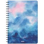 Siixu Star Rover Journal, Spiral Color Notebook for Record/Idea/Meeting, Lined Paper, Cute Beautiful Design, 136 Pages, Large, Light Blue, Lay Flat