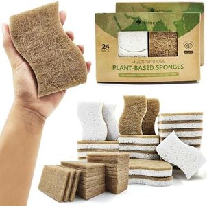 AIRNEX Pack of 24 S-Shape Non-Scratch Eco Dishwashing Sponge with Pack of 24 Scouring Pads for Pots and Pans