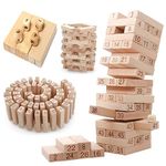 FunBlast Wooden Stacking Toy for Kids Toy Blocks & Tumbling Tower with Dice Games for Kids Learning Toy – (Multicolor;54 Pcs)