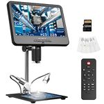 Andonstar AD210 10.1 Inch LCD Digital Microscope for Adults, Soldering Microscope for Electronics Repair, Coin Microscope Camera Full View for Error Coins with Light, Biological Slides Kit, 32G Card