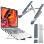 TechShak Laptop Stand for Desk - Adjustable Laptop Riser for Desk, Aluminum Ergonomic Computer Stand for Home Office, Ventilated Macbook Stand & Laptop Holder for Lenovo, Dell, HP, 10-15.6” Silver