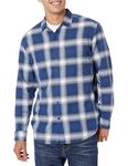 Amazon Essentials Men's Long-Sleeve Flannel Shirt (Available in Big & Tall), Blue White Large Plaid, XXL