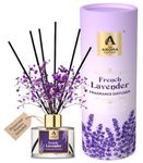 The Aroma Factory Fragrance Reed Diffuser Glass Set with Essential Oil, Aroma Sticks & Preserved Flowers | Luxury Home Decor Scent (French Lavender, 100ml Pack of 1)