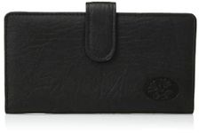 Buxton Womens Leather Slim Floral EmbossedCheckbook Cover Wallet Black AD