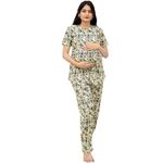 The Starmom Women's Zipless Cotton Blend Printed Maternity & Feeding Night Suit Set of Top & Pajama Set | Pre & Post Pregnancy Nursing Night Dress