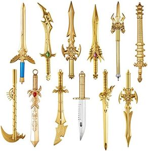 Zonon 12 Pack Ancient Sword Pens Set Fun Novelty Dragon Pens Novelty Gel Ink Cool Plastic Pens for Birthday Party Presents (Gold, Mixed Style)