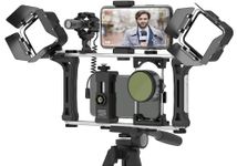 DREAMGRIP Evolution 2 MOJO Universal Modular Video Rig for All Smartphones, DSLR, Action Cameras - Complete Journalist Kit w/52-37-17mm Optics Adapter/Hood/2Filters/Gun Microphone/2LED Lights,etc