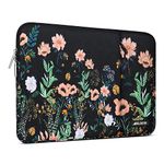 MOSISO Laptop Sleeve Compatible with MacBook Air/Pro, 13-13.3 inch Notebook, Compatible with MacBook Pro 14 inch 2023-2021 A2779 M2 A2442 M1, Wild Flowers Polyester Vertical Bag with Pocket, Black