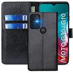 FMPCUON Case For Motorola Moto G10/Moto G30,High-grade Leather Flip Wallet Phone Case Cover for Motorola Moto G10/Moto G30[Card Slots] [Kickstand] [Magnetic Closure]-(Black)