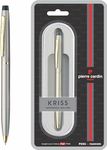 Pierre Cardin Kriss Satin Nickle Ball Pen, Blue Ink | (Pack of 6)