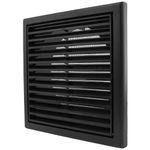 100 mm Plastic Louvred Wall Vent Grille 4 Inch Black Ceiling Extractor Fan Bathroom Cover with Flyscreen For Internal Or External Use Tumble Dryer Ventilation House Fans Hydroponics