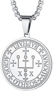 FaithHeart Talismán Arcangel Rafael Colgante Sello 7 Arcangeles Acero Inoxidable 316L Hombre Collar Católico Medallón Cristiano Regalo Familias