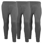 Pack of 3 Mens Thermal Underwear Trousers Long Johns Base Layer Extreme Hot Brushed Inside Ultra Soft Trousers Leggings Pants Charcoal