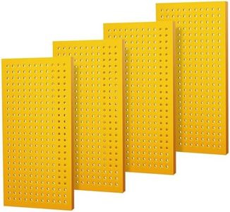 Chinrose Metal Peg Board Panels for Workbench, Shop, Shed Modular Peg Board Organizer Board Kit, pegboard Wall Organizer(4 Pack, Yellow)