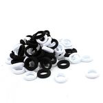 Aliza Small Rubber Bands Hair Ties Ponytail Holders for Girls White and Black for School Kids Baby Girls 100 pcs Pack (Black/White)