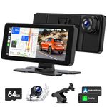 Portable Car Stereo for Wireless Apple Carplay with 2.5K Dash Cam Front and Rear, 6.86'' Touch Screen Car Play Radio with Android Auto/Mirror Link/GPS Navigation/1080p Backup Camera/Loop Recording