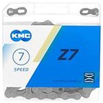 KMC Bike Chain Z7, High Performance Bicycle Chain, Quality & Highly Compatible With Chamfered Inner Plates, Shifting Performance Bicycle Chain, Multi-Speed Bike Chain, 1/2" X 3/32" - 114 links