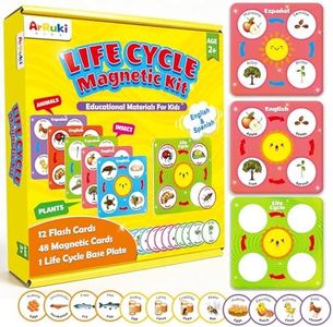 Magnetic Lift Cycle Learning Education Toys, Insect, Plant, Animal Life Cycle Science Kits for Kids 3-8, Montessori Matching Toys with Ladybug, Butterfuly, Frog, Apple