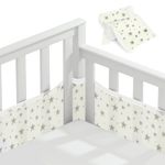 Vicloon Cot Bumper, 2Pcs Breathable Mesh Cot Liner, Crib Rail Cover Baby Crib Bumper, Baby Boys Girls Nursery Breathable Crib Bed Liner Bumper (Star）