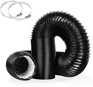 4Inch 10FT Long Flexible Aluminum Air Ducting, Heavy-Duty Black 4 Layer Dryer Vent Hose, Dryer Duct for HVAC Ventilation,Duct Fan Systems, 2 Stainless Steel Clamps Include