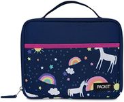 PackIt Freezable Classic Lunch Box, Unicorn Sky Navy, Built with EcoFreeze Technology, Collapsible, Reusable, Zip Closure with Zip Front Pocket and Buckle Handle, Great for Lunches