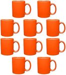 DISCOUNT PROMOS Ceramic Coffee Mugs 11 oz. Set of 10, Bulk Pack - Coffee cup set, Iced coffee cup, Gaming mug - Orange