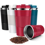 Hongtellor Travel Mug,510ml/18oz Insulated Coffee Cup with Leakproof Lid - Vacuum Insulation Stainless Steel for Hot and Cold Water Coffee and Tea(Red