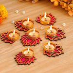 TIED RIBBONS Decorative Lotus Tealight Candle Holder Stand Set of 7 - Diwali Decoration Items for Home Decor Diyas Indoor Outdoor Office Gifting