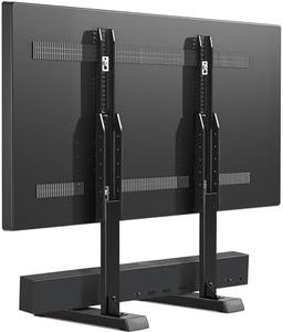 5Rcom Universal TV Stand, Large TV Legs for 37-86 Inch Flat Curved TVs with Cable Management, 6 Height Adjustment Table Top TV Mount Stand Up to 150lbs, LG/TCL/Samsung TV Replacement Stand, Black