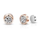 Philip Jones Rose Gold Plated 6mm Magnetic Clip On Earrings Created with Zircondia® Crystals