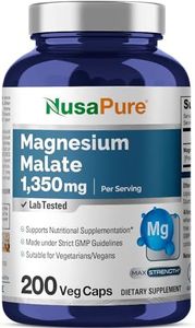 Magnesium Malate 1350mg 200 Veggie Capsules (Non-GMO & Gluten Free) High Potency - Supports Energy Production, Healthy Metabolism, Muscles Function & Nerve Function