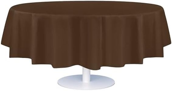 Grandipity 12 Pack Premium Disposable Plastic Tablecloth 84" Inch Decorative Round Table Cover - Brown