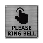 Please Ring Bell Sign Aluminium 15 × 15 cm Waterproof Durable Reflective Metal Warning Sign for Indoor Outdoor Business Office with Removable Adhesive 2 Pack