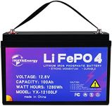 12V 100Ah LiFePO4 Lithium Battery, Rechargeable Solar Battery, 100A BMS Board, Up to 15000 Deep Cycles, Perfect for RV, Solar System, Trolling Motor, Camper, Fishing Boat