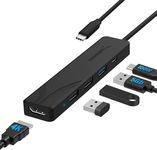 SABRENT USB C Hub, USB C to HDMI, Type C Hub, Multiport Adapter, HDMI 4K, 100W Power Delivery, Compatible with MacBook, Laptop (HB-TC5P)