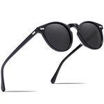 Carfia Vintage Round Polarized Sunglasses for Women UV Protection Hand-Crafted Acetate Eyewear CA5288