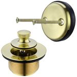 Anpean Brass Bathtub Drain Kit, Lift and Turn Tub Drain Kit with Two-Hole Tub Overflow Cover, Brushed Gold