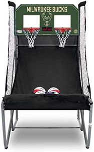 Pop-A-Shot - Home Dual Shot with Milwaukee Bucks NBA Graphics l Sensor Scoring l 16 Game Modes l 7 Balls l Foldable Storage l for All NBA Fans