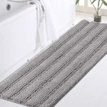 Turquoize Non Slip Extra Thick Chenille Striped Bath Rug Luxury Microfiber Bath Mat Soft and Absorbent Quick Dry Bathroom Mat, Machine Washable, 47 x 17 inches, Dove Gray