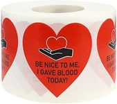 Be Nice to Me I Gave Blood Today Stickers 1.5 Inch Heart Shape Medical Healthcare 500 Total Adhesive Stickers