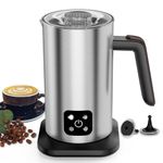 Milk Frother Electric, Coffee Frother, Warm and Cold Milk Foamer, 350 mL 4 in 1 Automatic Milk Warmer Stainless Steel with Touch Screen, for Coffee, Latte, Hot Chocolate