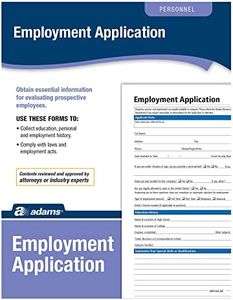 Adams Application for Employment, Forms and Instructions, 50 Forms per Pack (HR104) , White