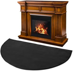 Fireproof Fireplace Mat - 60'' x 32'' x 3/25'' Upgraded 4-Layer Thickened Fire Resistant Mat, Half Round Silicone and Fiberglass Fire Retardant Hearth Pad Protect Floor from Sparks Embers