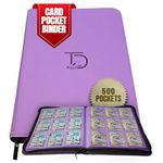 TopDeck 500 Card Pocket Binder | 9 Pocket Trading Cards Album | Side Load Sleeves | Pokemon/MTG/Yugioh/TCG Folder | Trading & Sports Holder | (Purple)