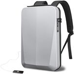 Refutuna Hard Shell Laptop Backpack for Men, Anti-Theft Waterproof TSA Lock Backpack with USB Port Fit 16/15 Inch, Silver, 17.7 x 12 x 3.1 inch, Laptop Backpack