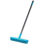 Beldray LA024350TQ Pet Plus+ Rubber Head Broom – 2-in-1 Lift & Trap Long Handle Floor Brush, Remove Dog and Cat Hair, Squeegee Edge For Window Cleaning/Hard Floors, Non-Scratch Indoor/Outdoor Broom