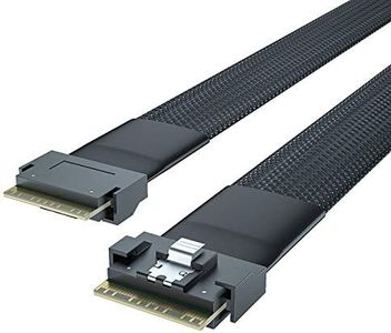10Gtek SlimSAS SFF-8654 to SFF-8654 8i Cable, 24G PCIe4.0, 85-ohm, Compatible with Servers, Storage Systems & High-Performance Computing, 0.5-m(1.64ft)